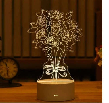 3D Acrylic USB LED Night Light with Warm White Illumination