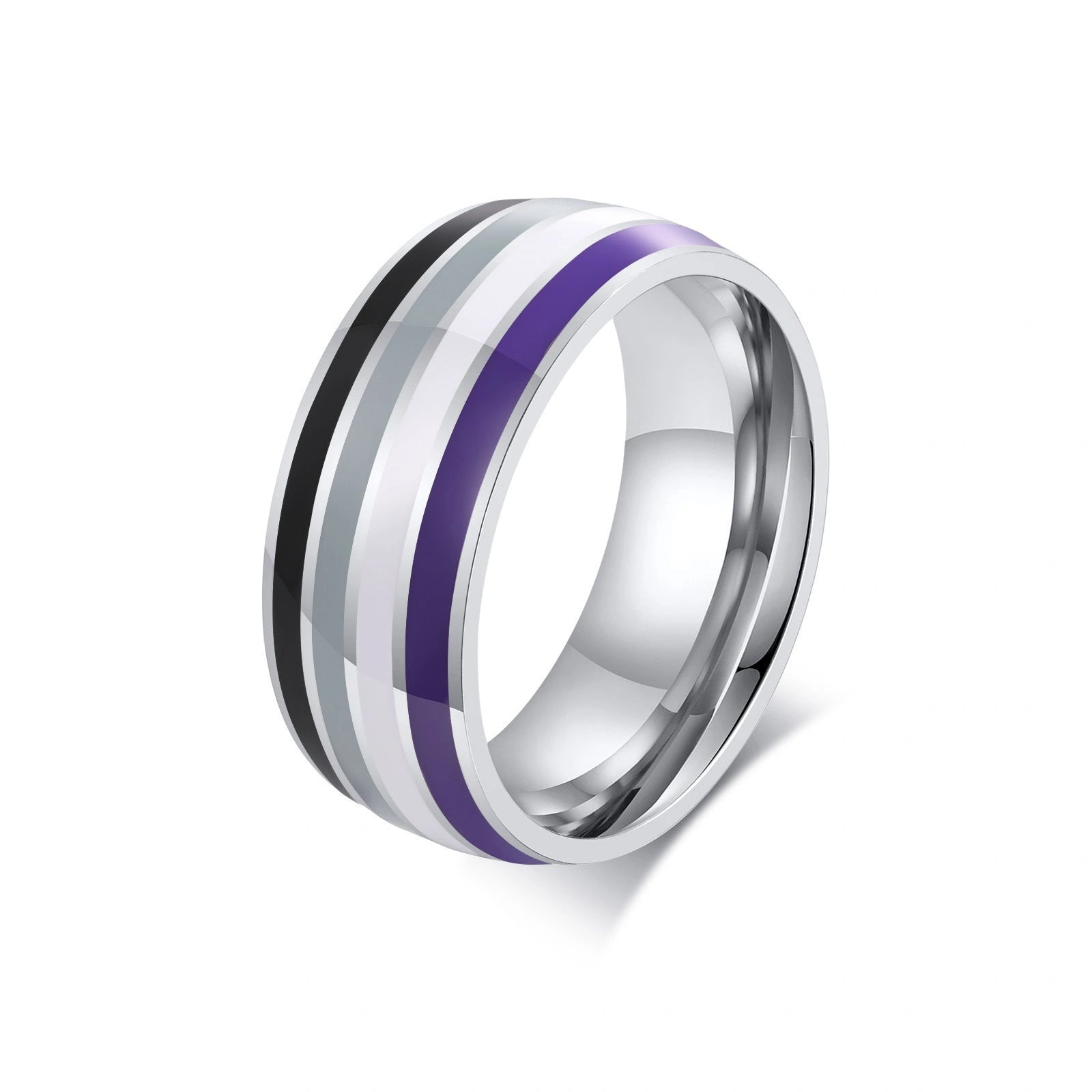 8mm Men's Titanium Steel Rainbow Flag Ring
