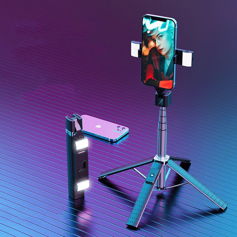 Quadrupod Double Fill Light Selfie Stick with Bluetooth 4.2