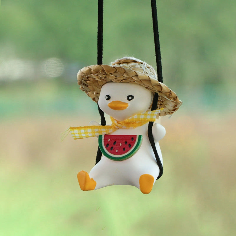 Cute Anime Little Duck Swing Car Pendant for Rearview Mirror Decoration