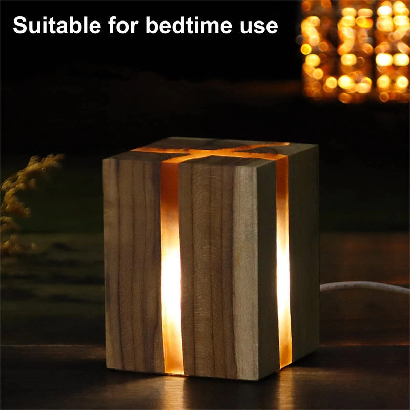 Adjustable Wooden LED Desk Lamp with USB Charging