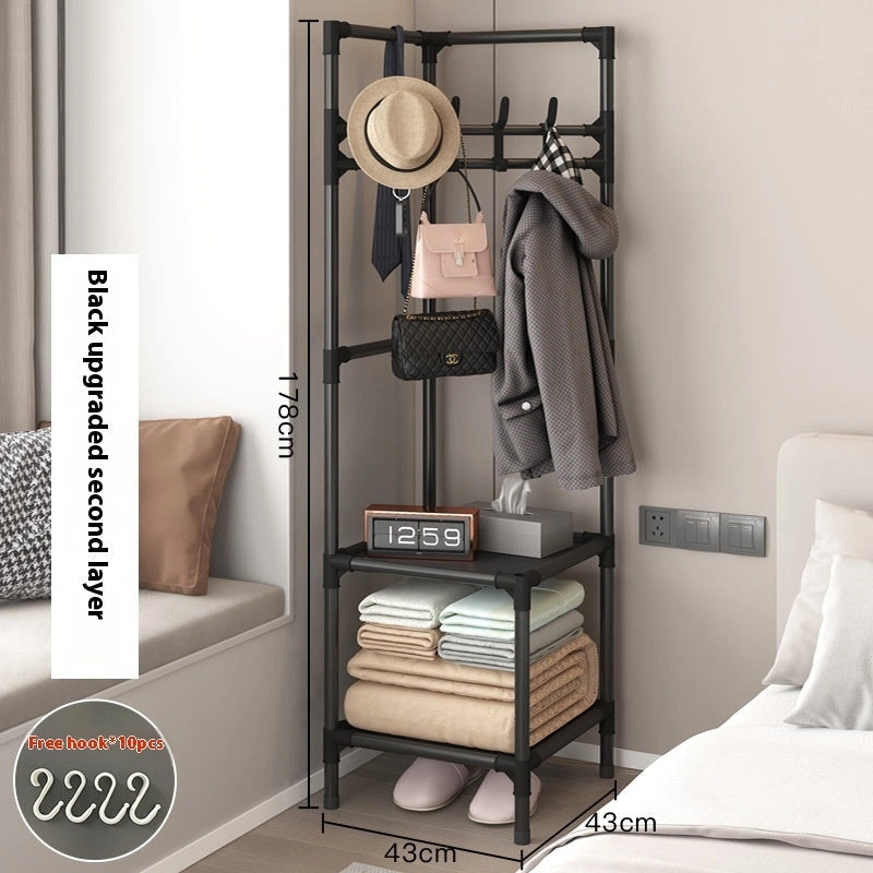 Corner Coat Rack Multi-layer Assembly with 10 Hooks