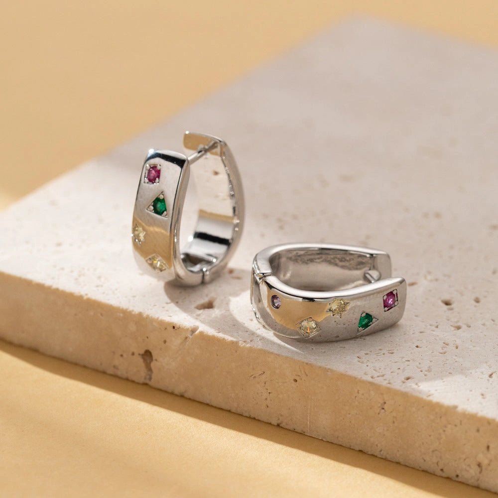 Elegant Multi-Colour Square Zircon Earrings for Women