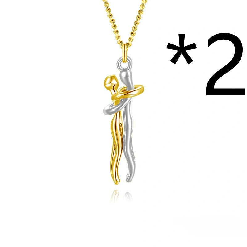 Affectionate Hug Necklace for Couples in Punk Street Style
