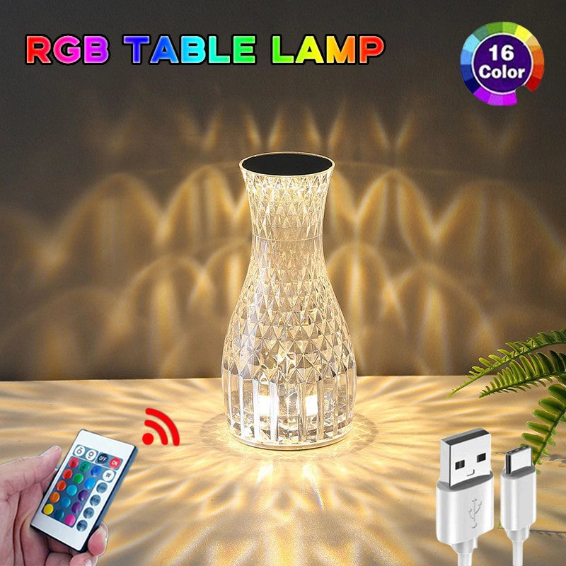 Vase Shape Atmosphere Crystal Lamp with USB Charging and Remote Control