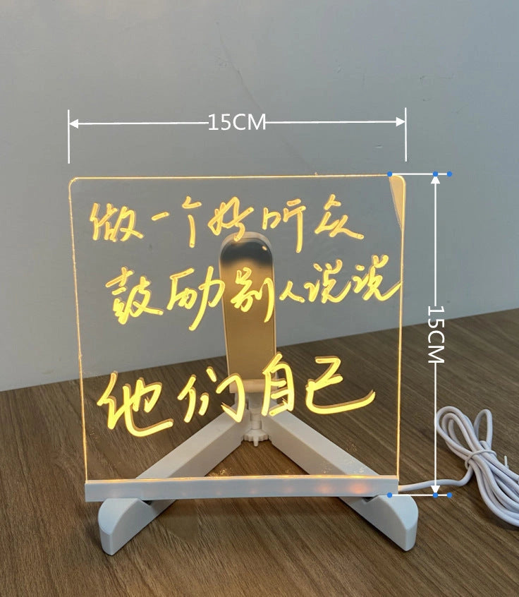 Acrylic DIY Note Board LED Night Light with 7 Pens