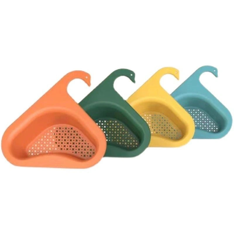 Swan-shaped sink hanging fruit and vegetable filter basket for kitchen use