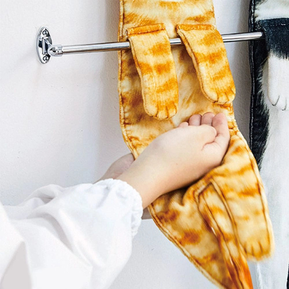 Cat Hand Towels with Long Cat Shape for Bathroom and Kitchen Use