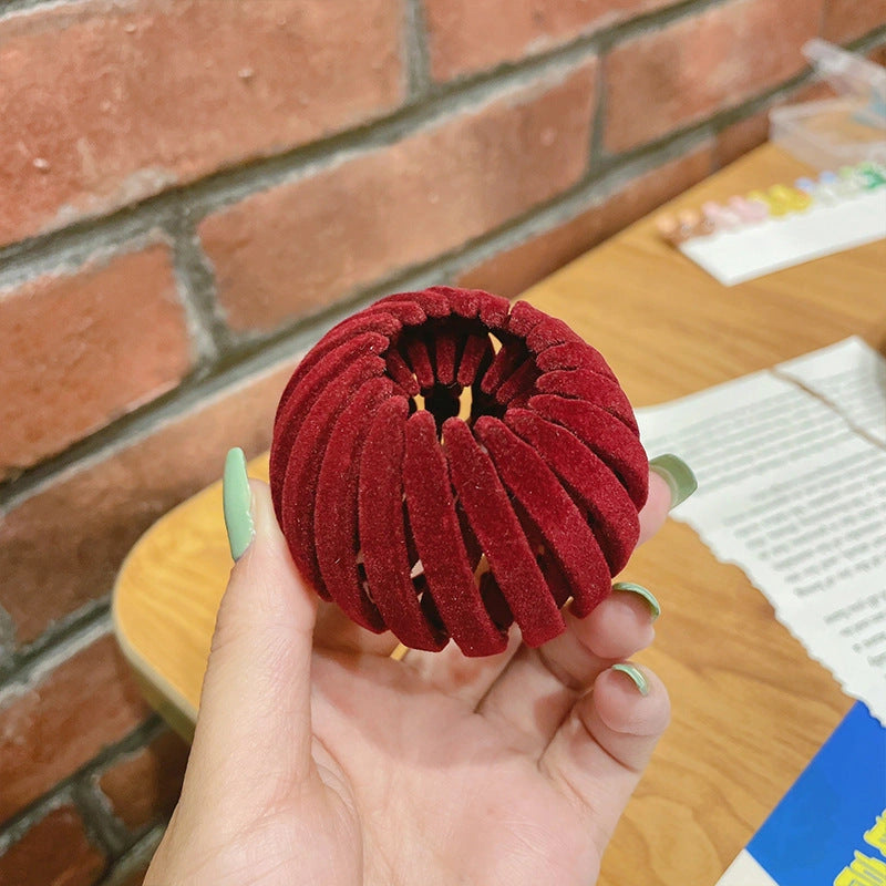 Velvet Bird's Nest Hair Ring Hairpin for High Ponytails
