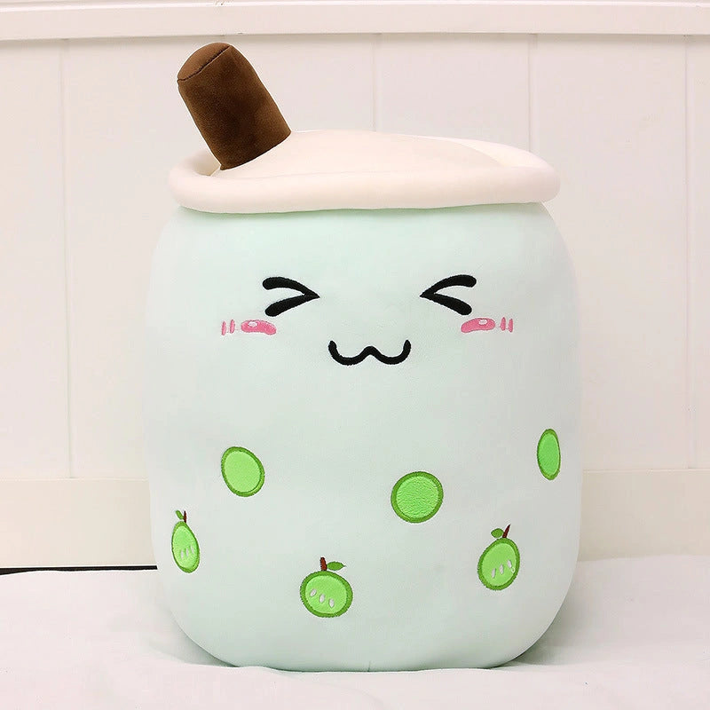Strawberry Milk Tea Plush Boba Toy Pillow for Youth
