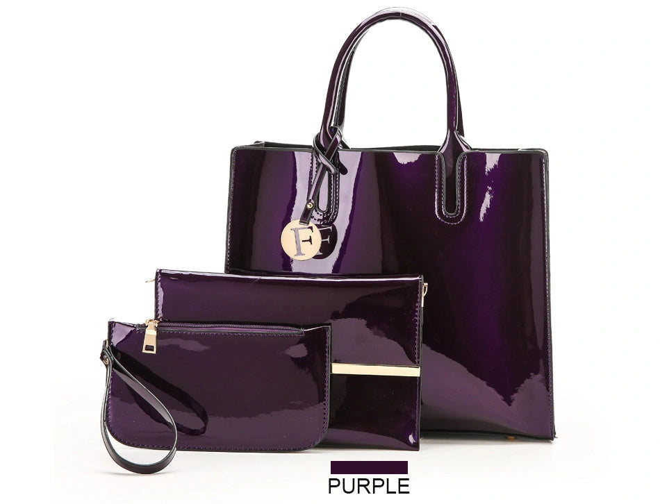 3 Sets Leather Handbags with Zipper Closure and Cell Phone Pocket