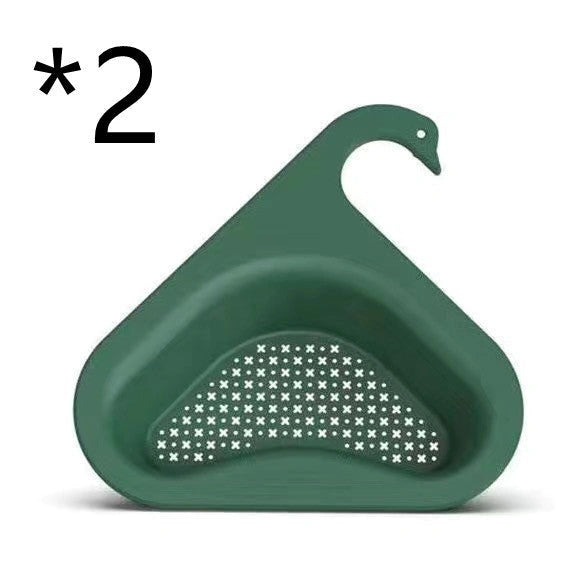 Swan-shaped sink hanging fruit and vegetable filter basket for kitchen use
