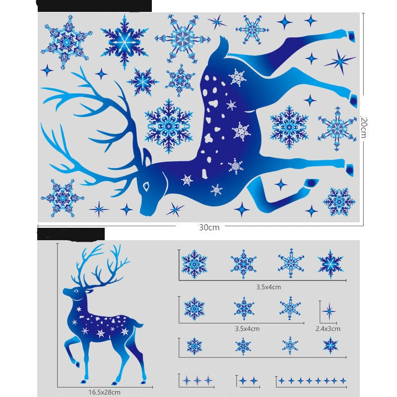 Christmas Elk Snowflake Sticker Decoration for Glass Windows and Walls
