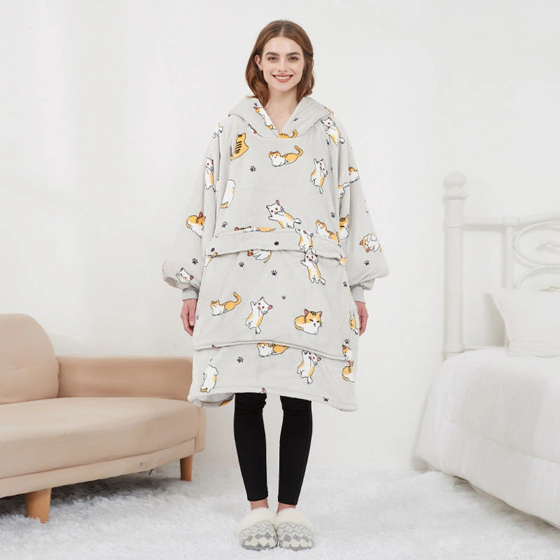 USB Heated Oversized Hoodie Blanket with Large Back Heating Area