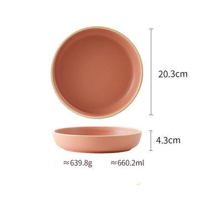 Pure Colour Matte Ceramic Plate Set with Sesame Point Glaze
