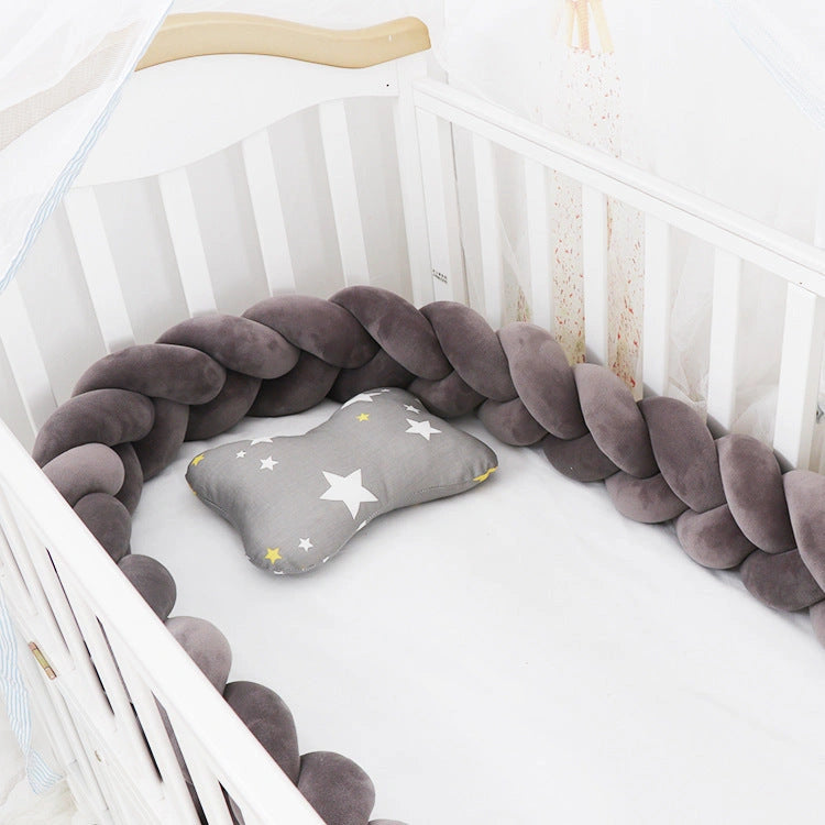 Baby Bumper Bed Braid Knot Pillow Cushion for Infant Crib Safety