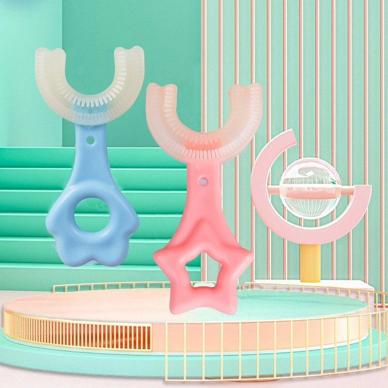 U-shaped Baby Toothbrush with Soft Silicone for Children