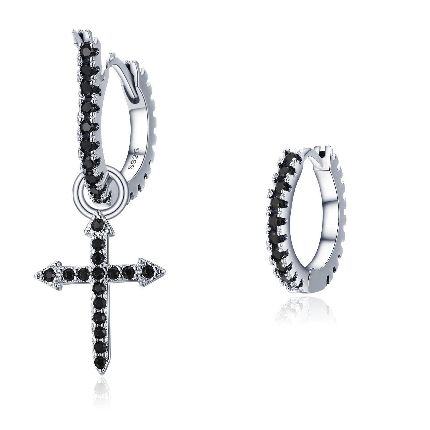 Trendy Black Copper-plated Zircon Earrings