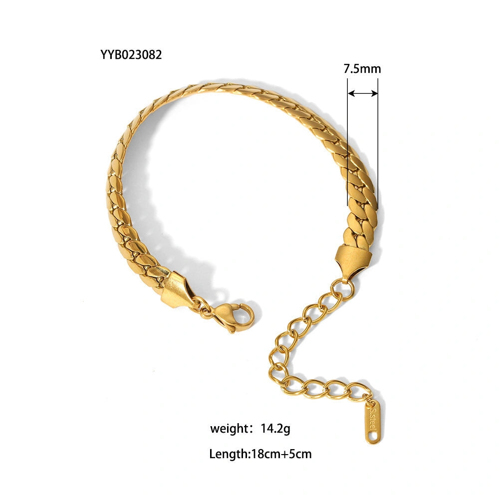 Stainless Steel Ornament Bracelet with Real Gold Treatment