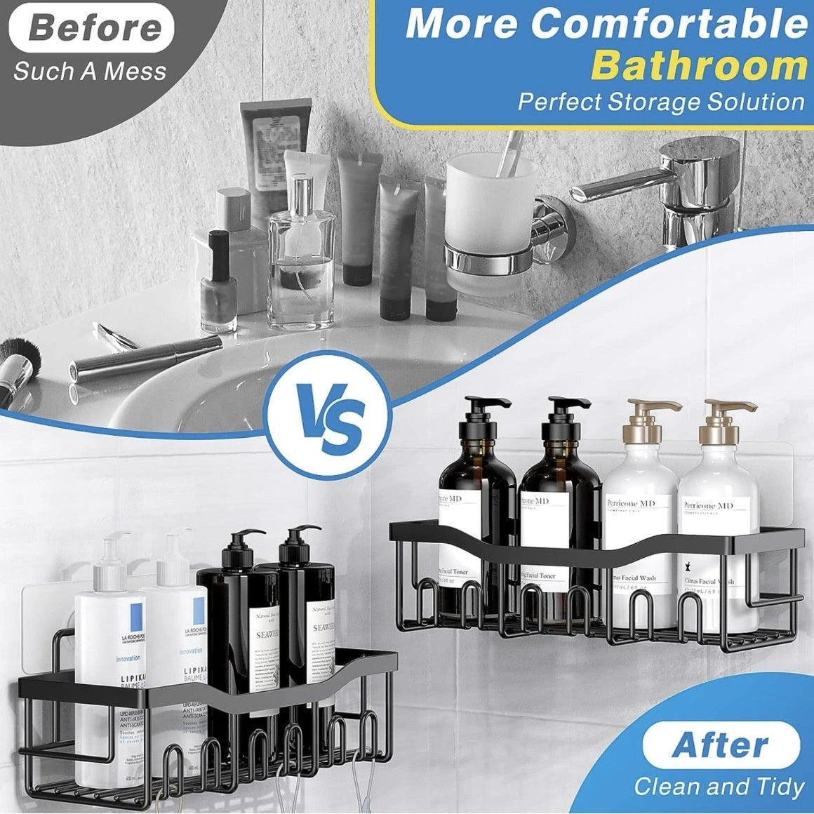 No-Drill Bathroom Organiser Rack Set