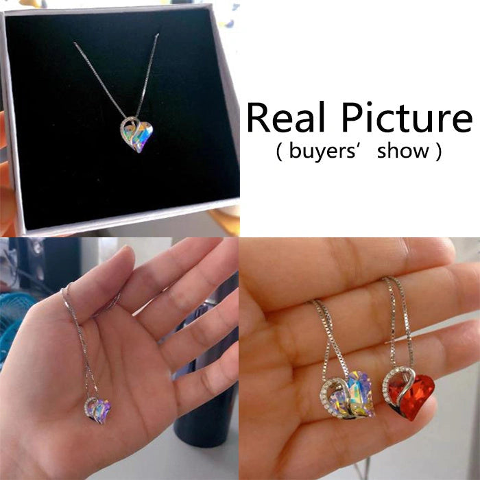 925 Silver Heart Shaped Geometric Necklace for Women