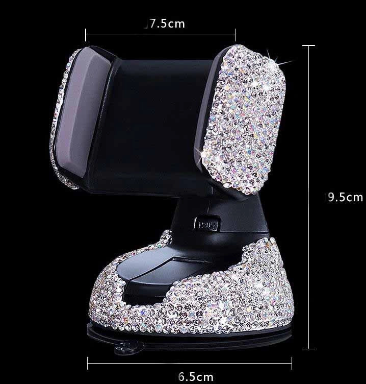 Diamond-encrusted car phone holder with multifunctional air outlet mount