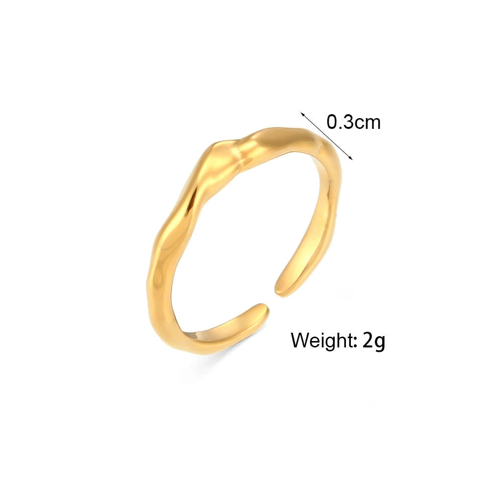 Stainless Steel Bamboo Ring - Adjustable Fashion Jewelry