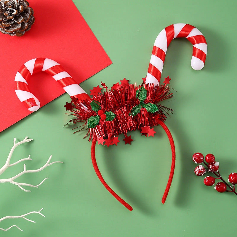 Glowing Christmas Hair Band with Flashing Deer Horn and Snowflake Designs