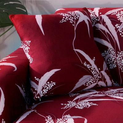 Stretchable geometric print sofa cover with spandex blend