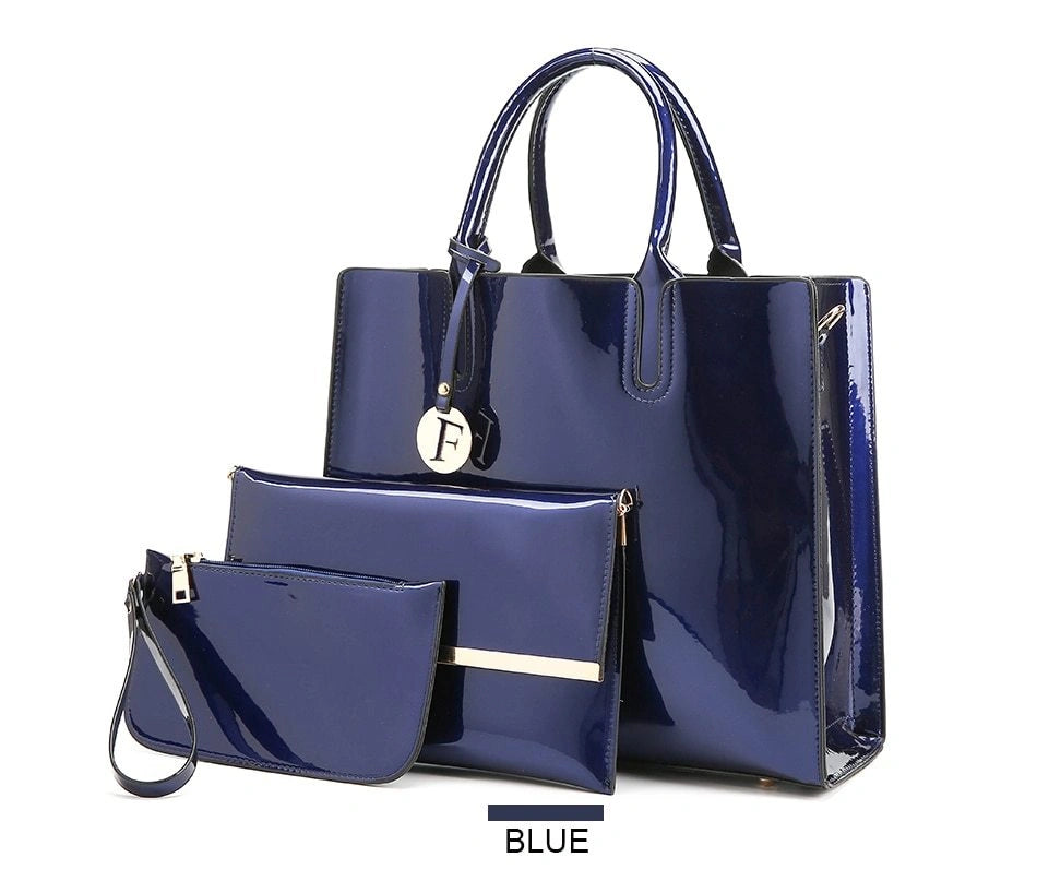 3 Sets Leather Handbags with Zipper Closure and Cell Phone Pocket