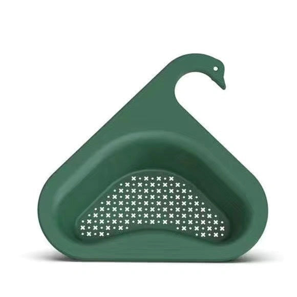Swan-shaped sink hanging fruit and vegetable filter basket for kitchen use