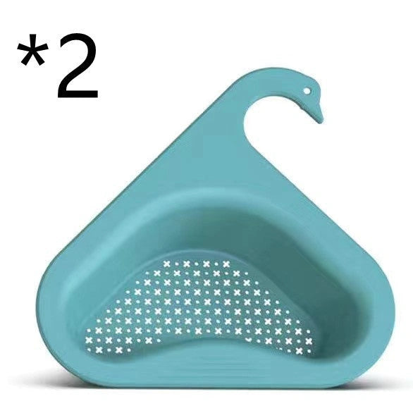 Swan-shaped sink hanging fruit and vegetable filter basket for kitchen use
