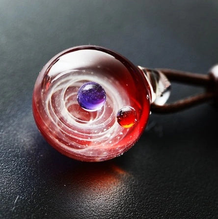 Cosmic Nebula Pendant Necklace with Glass Ball Design