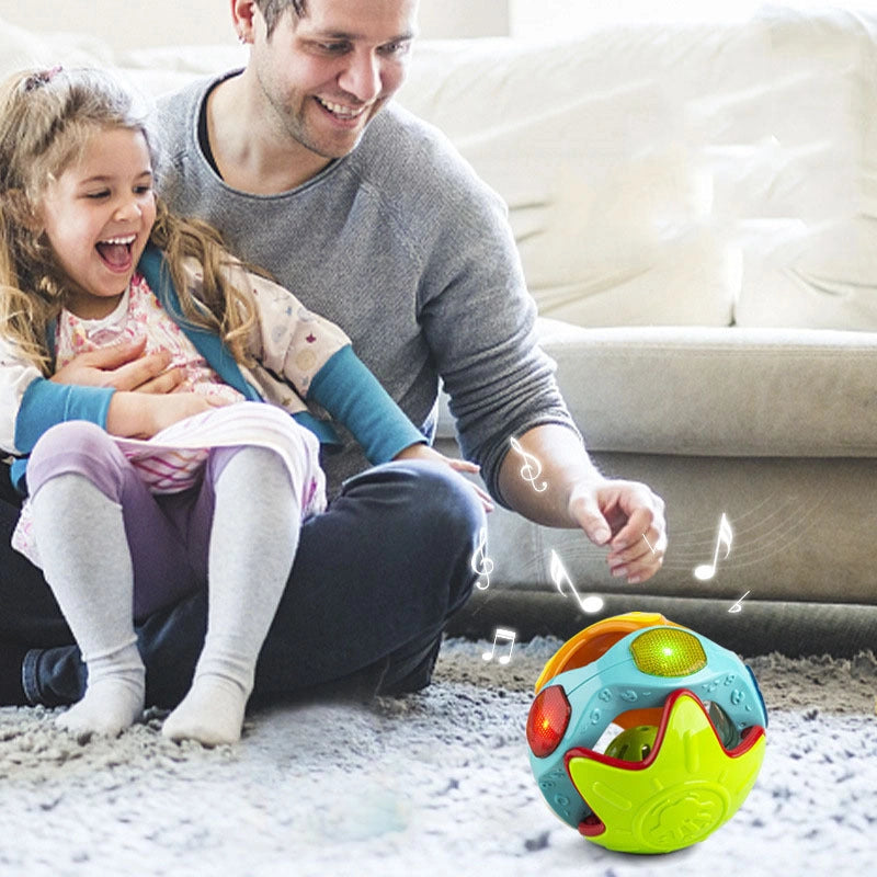 Baby Rolling Ball Crawling Educational Toy in Bright Yellow and Orange