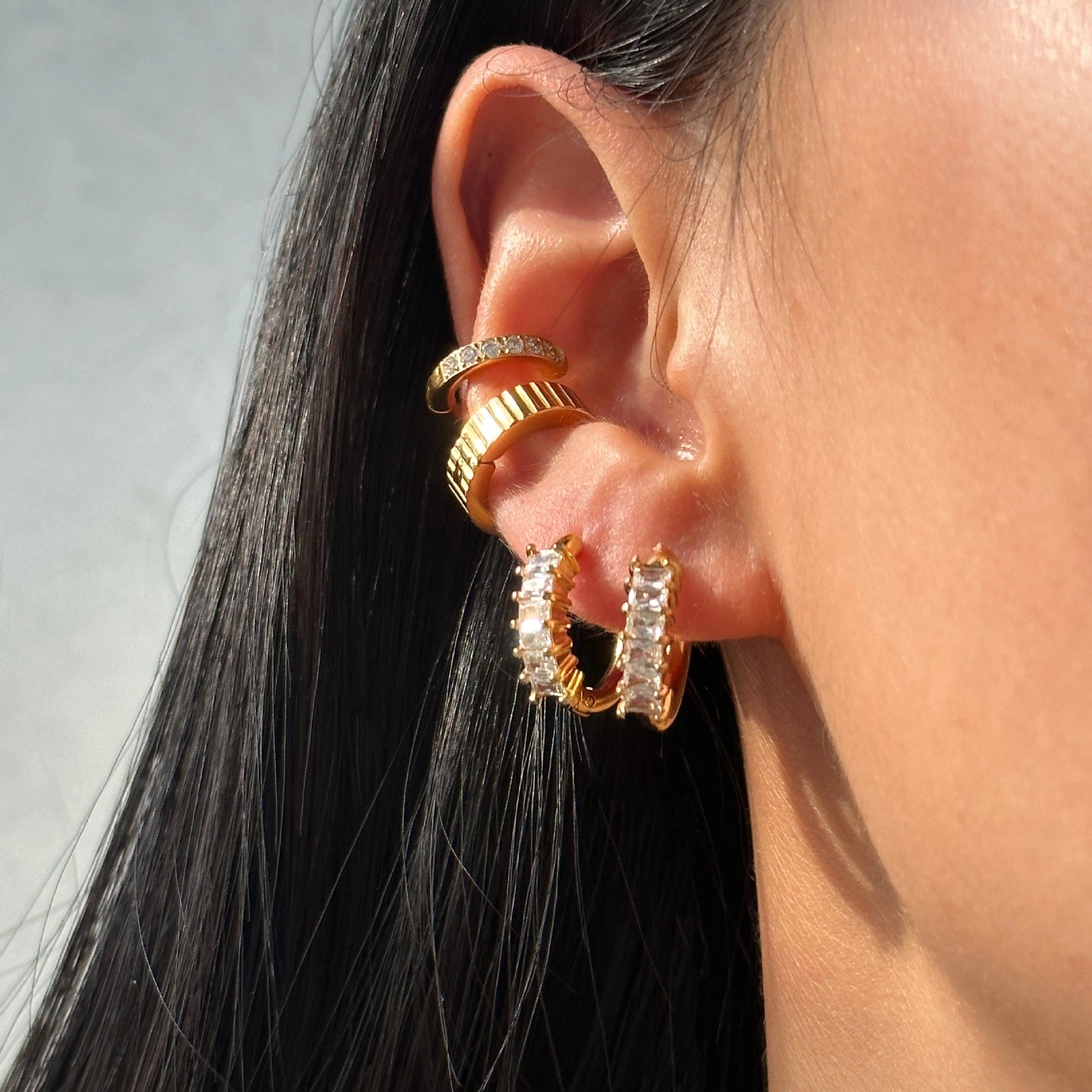 Retro Titanium Steel Zircon Earrings with Flower Design