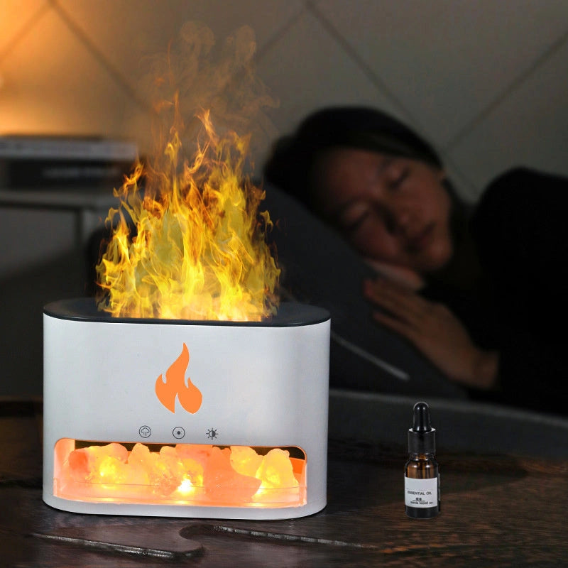 Flame Humidifier with Aromatherapy and 3D Simulation Flame