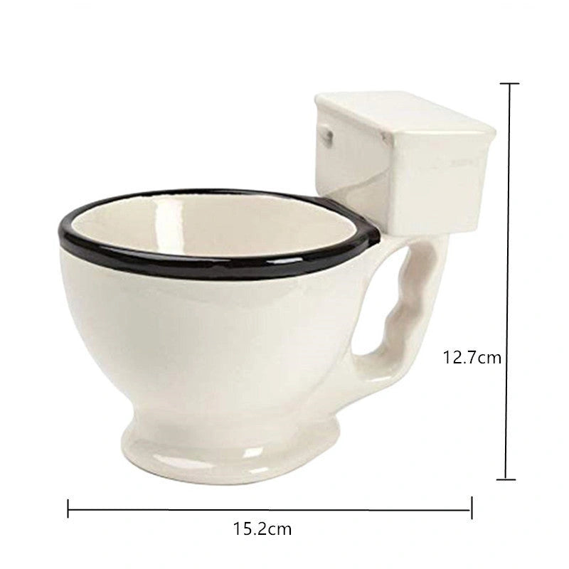 Toilet-shaped Ceramic Mug with Handgrip for Coffee or Tea