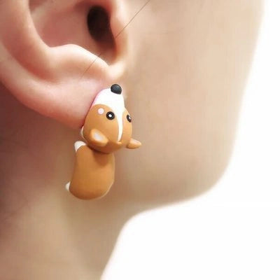 Animal Bite Earrings Set with Dinosaur and Whale Designs