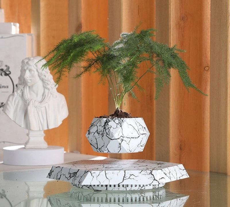 Levitating Marble Bonsai Pot with Magnetic Levitation Technology