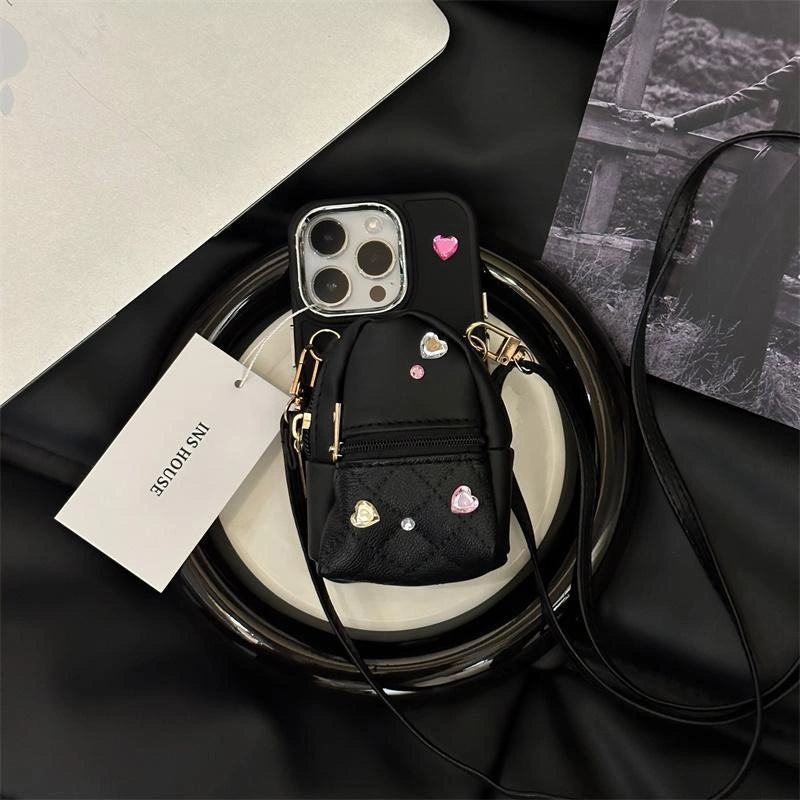 Crossbody Wallet Phone Case for ApplePhone with Removable Shoulder Strap