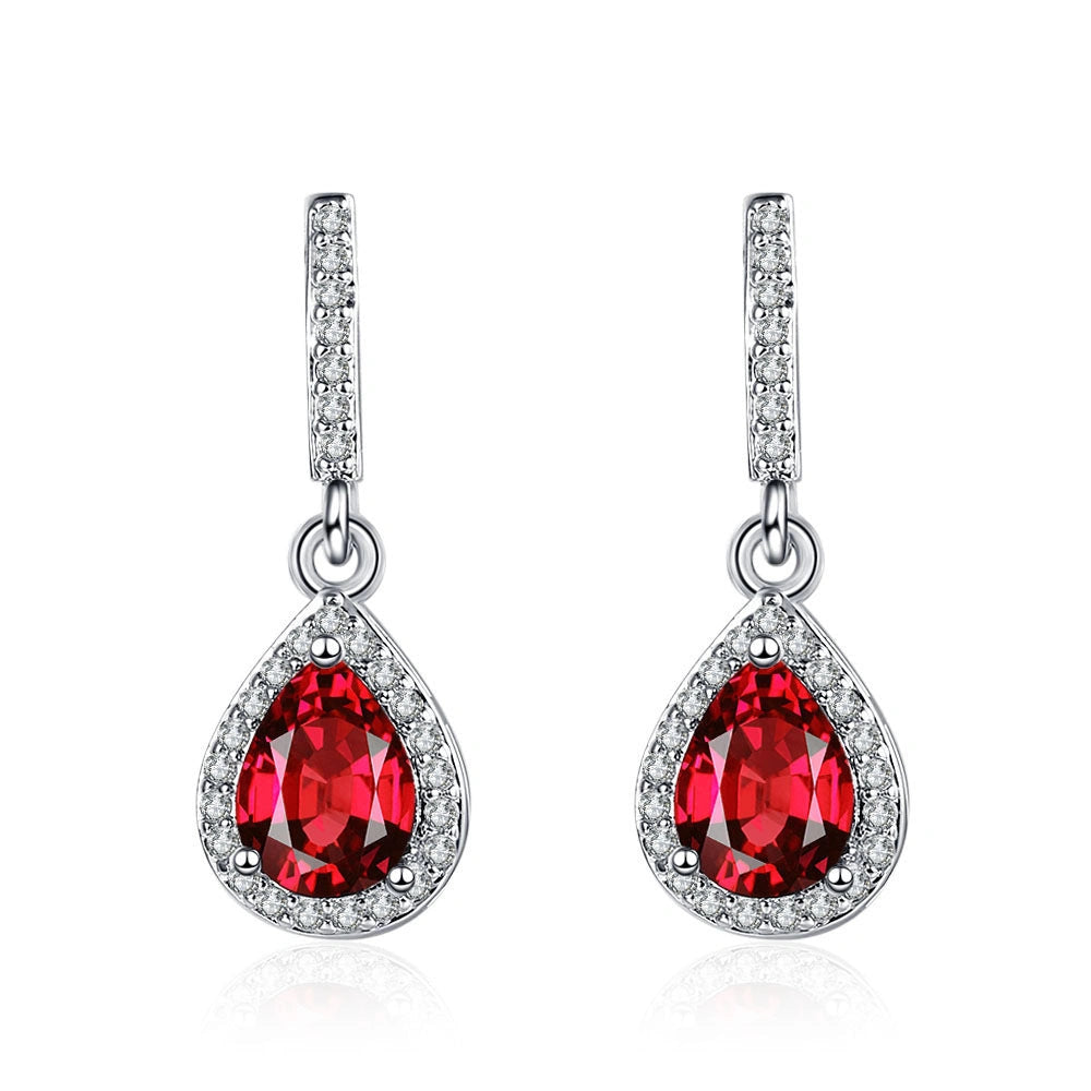 Drop Shape Ear Studs with Micro Inlaid Zircon for Women