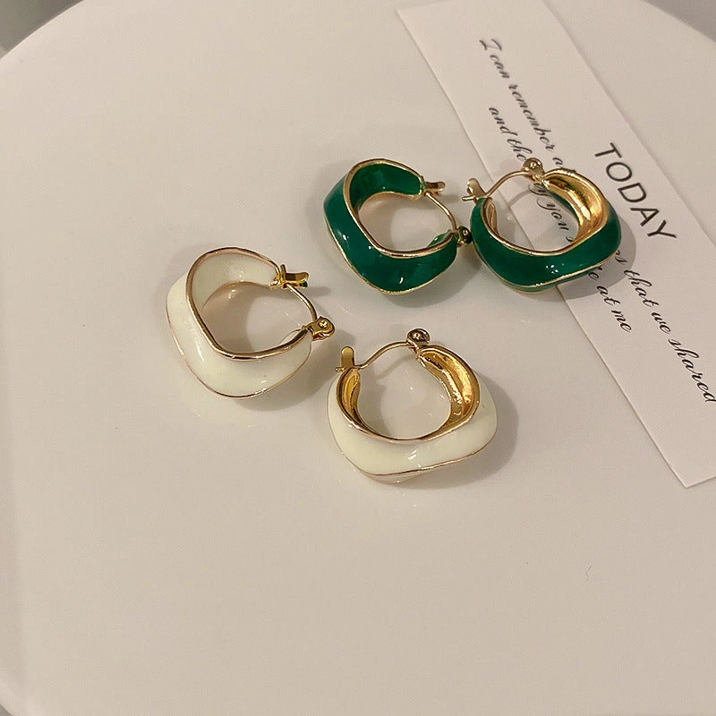 Dripping Glaze Geometric Irregular Round Earrings in Candy Colours