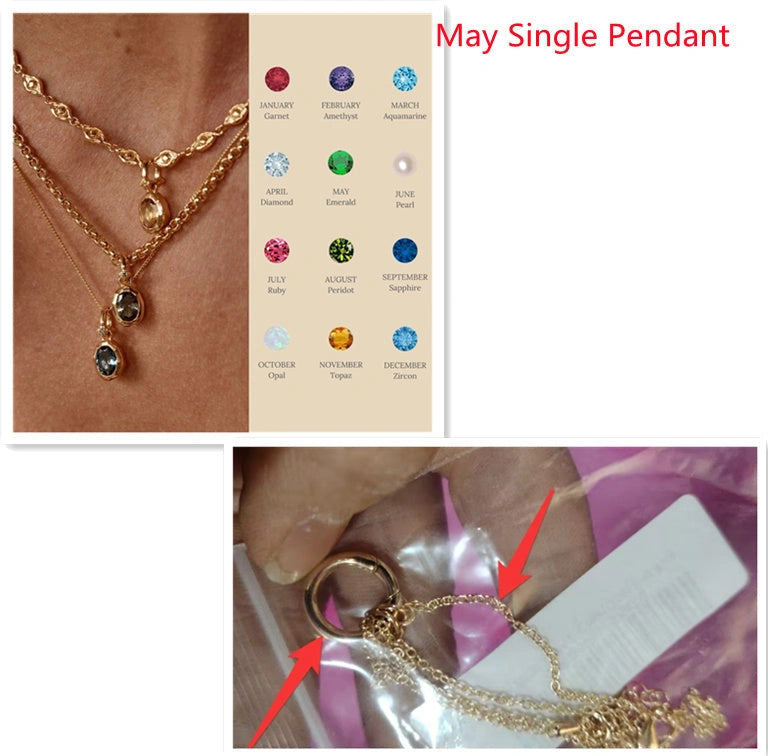 Stainless Steel Twelve Birthday Stone Necklace with Love Pendant