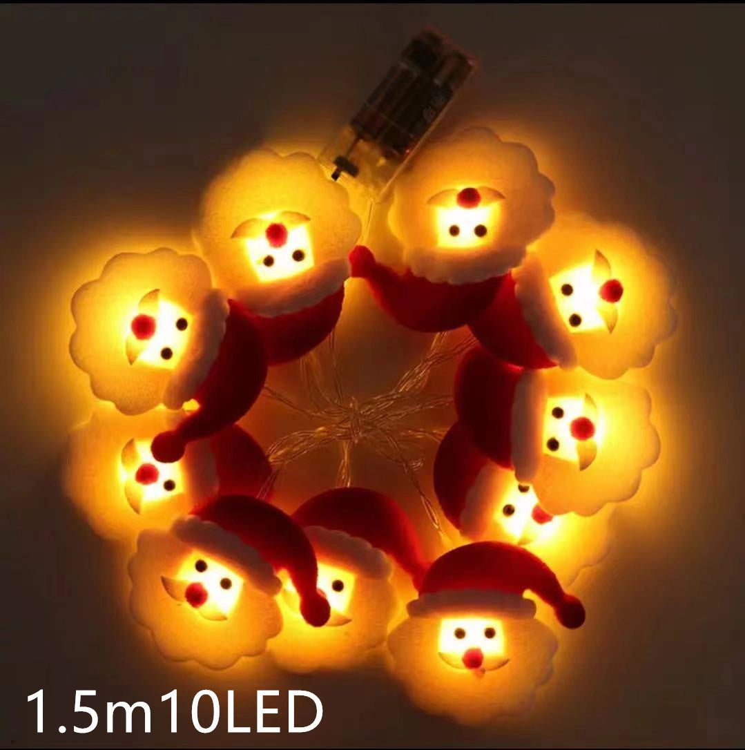 LED String Lights with Santa Claus and Snowflakes for Festive Home Decor