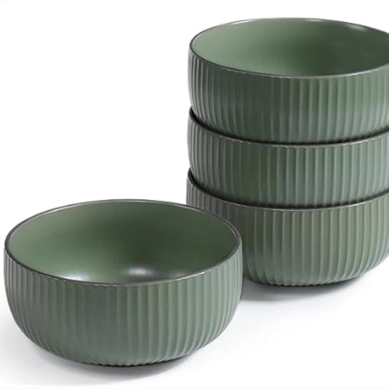 Set of 4 Ceramic Kitchen Bowls, 46oz Each, Microwave and Oven Safe