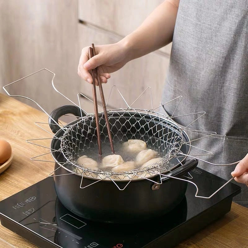 Stainless Steel Deep-fry Basket with Cool-Touch Handles and Easy Draining