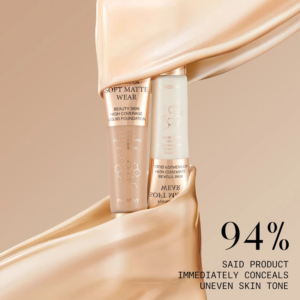 PHOFAY Full Coverage Foundation: Oil-controlling, 30ml lightweight formula