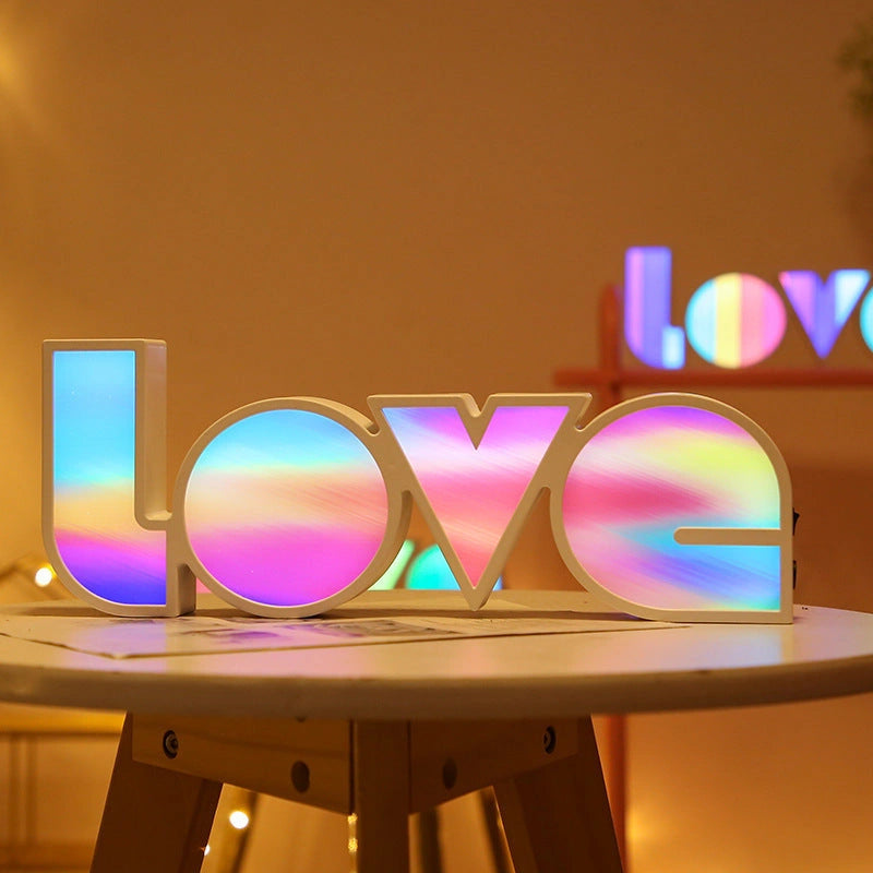 Rainbow-style LED LOVE Light for Valentine's Day and Wedding Decor