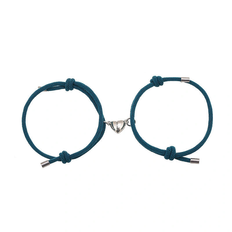 Adjustable Nylon Love Magnetic Bracelet with Sticky Metal Heads