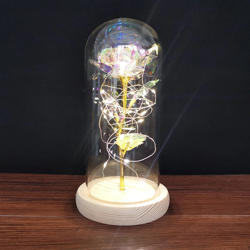 Enchanted Forever Rose in Glass LED Light for Romantic Decor